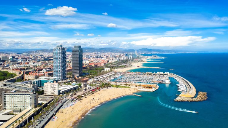 Aerial view of Barcelona in Catalonia, a destination for sports camps and training camps in Spain